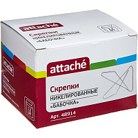 Скрепки 50 мм 12 шт./уп. ATTACHE 401: никель,бабочка,к/кор штр.  4607023144474, 5605073144474, 6953070936325, 6953070936332, 6953070936349