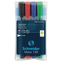 Набор перманентных маркеров Schneider "Maxx 130" 4цв., пулевидный, 1мм. 113094