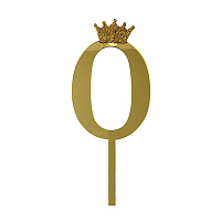 Топпер цифра 0 Корона GOLD 18 см