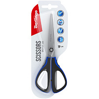 Ножницы Berlingo "Easycut 300", 19см, синие, мягкие вставки, европодвес
