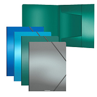 Папка на резинках пластиковая Erich Krause Matt Ice Metallic, A4, ассорти (в пакете по 4 шт.)
