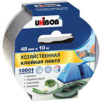 Клейкая лента хозяйственная Unibob, 48мм*10м, серая, инд.упаковка. 44264
