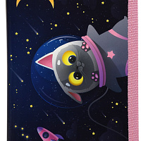 Пенал 1 секц. бол. Schoolformat SPACE CAT 190х115х20 картон молния синий