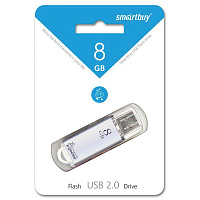 Память Smart Buy USB Flash  8GB V-Cut серебристый (металл.корпус): SB8GBVC-S штр.:  4690626000254