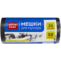 Мешки для мусора  35л OfficeClean ПНД, 48*55см, 6мкм, 50шт, черные, в рулоне: 243959/А штр.: 4680211124595