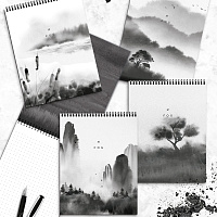 Блокнот А5 60 листов в точку LOREX SILENT LANDSCAPE гребень, мел. карт. soft touch