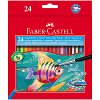 Карандаши акварельные Faber-Castell, 24цв+кисть, картон, европодвес. 114425
