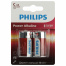 Батарейки алкалиновые КОМПЛЕКТ 2 шт., PHILIPS Power Alkaline, C (LR14, 14А),
