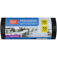 Мешки для мусора  30л OfficeClean ПНД, 30шт., прочные, черные, в рулоне 228591