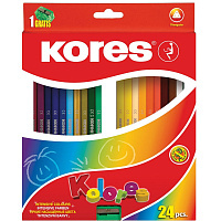 Карандаши цветные 24цв 3-гран,точилка Kores 93324.01 штр.  7501037044614, 9023800933249