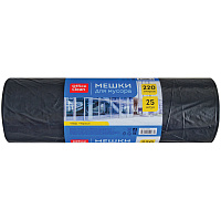 Мешки для мусора 220л OfficeClean ПВД, 88*130см, 30мкм, 25шт, черные, в рулоне: 243963/И штр.: 4680211124670