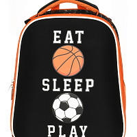 Рюкзак Schoolformat ERGONOMIC + PLAY BALL 19,8 л черн. 38x30x18 см жестк. каркас 2 отд. молния для мальчиков