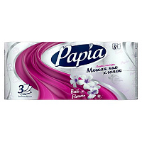 Туалетная бумага Papia 3-х слойная, Балийский цветок, 8 шт.