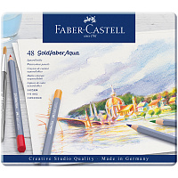 Карандаши акварельные художественные Faber-Castell "Goldfaber Aqua", 48цв, метал. коробка