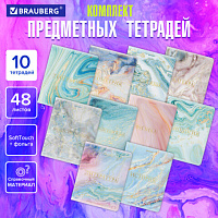 Тетради предметные, КОМПЛЕКТ 10 ПРЕДМЕТОВ, "PASTEL", 48 л., SoftTouch, фольга, 70 г/м2, BRAUBERG, 404031
