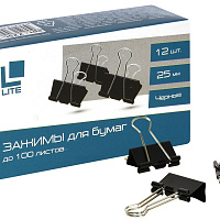 Зажимы LITE 25 мм черный металл 12 шт/упак