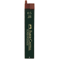 Грифели для механических карандашей Faber-Castell "Super-Polymer", 12шт., 0,5мм, 2B. 120502