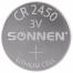 Батарейка литиевая SONNEN Lithium CR2450 "таблетка, дисковая,