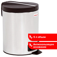 Ведро-контейнер для мусора (урна) с педалью ЛАЙМА "Modern", 5 л, матовое, нержавеющая сталь, 606301