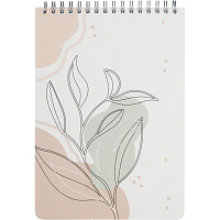 Блокнот 80л, клетка, А5 Flora 1, пласт.обл, серебр.спираль