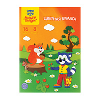 Цветная бумага A4, Мульти-Пульти, 16л., 8цв., в папке БЦо8-16_13971