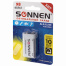 Батарейка SONNEN Alkaline, Крона (6LR61, 6LF22, 1604A), алкалиновая, 1 шт.,