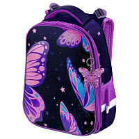 Ранец BRAUBERG PREMIUM, 2 отделения, с брелком, "Shining butterflies", блестки, 38х29х16 см, 274393