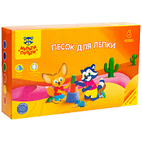 Песок для лепки Мульти-Пульти "Енот в пустыне", 06 цветов, 720г, в баночке, 4 формочки, карт.уп. ПН_16959