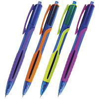 Ручка шариковая масляная автоматическая BRAUBERG "Phantom color", СИНЯЯ, узел 0,7 мм, линия письма 0,35 мм, OBPR204