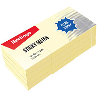 Самоклеящийся блок Berlingo "Ultra Sticky", 50*40мм, 12 блоков по 100л, пастель, желтый. LSn_39000