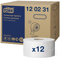 Бумага туалетная д/дисп Tork T2 Advanced mini 2сл бел втор170м 12рул 120231 штр.  7322540674583