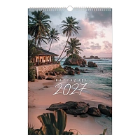 Календарь на гребне с ригелем 2027 г., 30х45 см, BRAUBERG, "Морские пейзажи", 118394