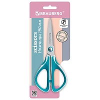 Ножницы BRAUBERG "EXTRA", 190 мм, прорезиненные симметричные ручки, бирюзово-белые, 274307