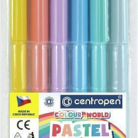 Фломастеры CENTROPEN ЦВЕТНОЙ МИР ПИНГВИНЫ пастельные 6 цв. блист. упак. треуг. корп. смываемые