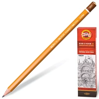 Карандаш чернографитный KOH-I-NOOR 1500, 1 шт., 6H, корпус желтый, заточенный, 150006H01170