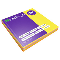 Самоклеящийся блок Berlingo "Ultra Sticky", 75*75мм, 100л, 4 неоновых цвета. LSn_39602