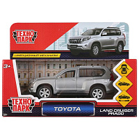 Машина металл TOYOTA PRADO, 12 см, откр дв, багаж, инерц, серебристый, Технопарк