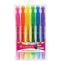 Набор текстовыделителей Crown "Multi Hi-Lighter Aroma" 6цв., 1-4мм, ароматиз., чехол с европодвесом