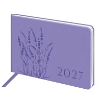 Еженедельник датированный 2027, МАЛЫЙ ФОРМАТ, 105х160 мм, А6, BRAUBERG "Imprint", тиснение, сиреневый, 118162
