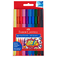 Фломастеры Faber-Castell "Grip", 10цв., трехгранные, смываемые, пластик.уп., европодвес. 155310