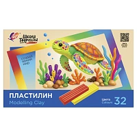 Пластилин классический ЛУЧ "Школа творчества", 32 цвета, 640 г, стек, картонная упаковка, 36С 2437-08