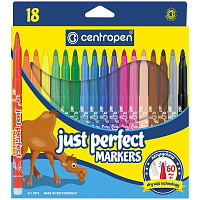 Фломастеры Centropen "Just Perfect", 18цв., трехгранные, смываемые, устойч. к высыханию, картон. 7 2510 1801