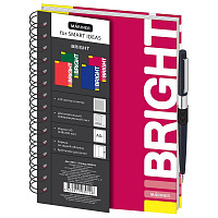 Бизнес-тетрадь Bright,А5,120л,148х205,резинка под ручку, кл,бордо,0014 штр.  4630012139946