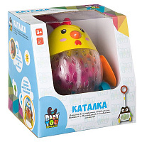 Игр.пласт.свет, каталка с ручкой КУРОЧКА, Bondibon, BOX, 21х18х21 см.