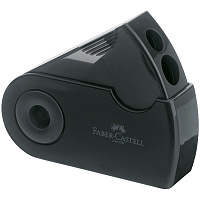 Точилка пластиковая Faber-Castell "Sleeve", 2 отверстия, контейнер, черная. 182700