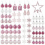 Шары новогодние ёлочные "Elegant Pink" 77 предметов, розовый/белый,