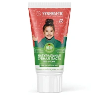 Зубная паста детская 50 г, SYNERGETIC, клубничка и банан, от 3 до 6 лет (красная), 201010