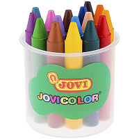 Карандаши восковые JOVI, 16цв., круглые, с точилкой, в стакане
