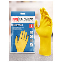 Перчатки резиновые OfficeClean хозяйственные Стандарт р.S, желтые, пакет с европодвесом 257667
