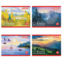 Альбом для рисования, МАЛЫЙ ФОРМАТ А5, 40 л., скоба, обложка офсет, ПИФАГОР, 200х148 мм, "Природа", 104873